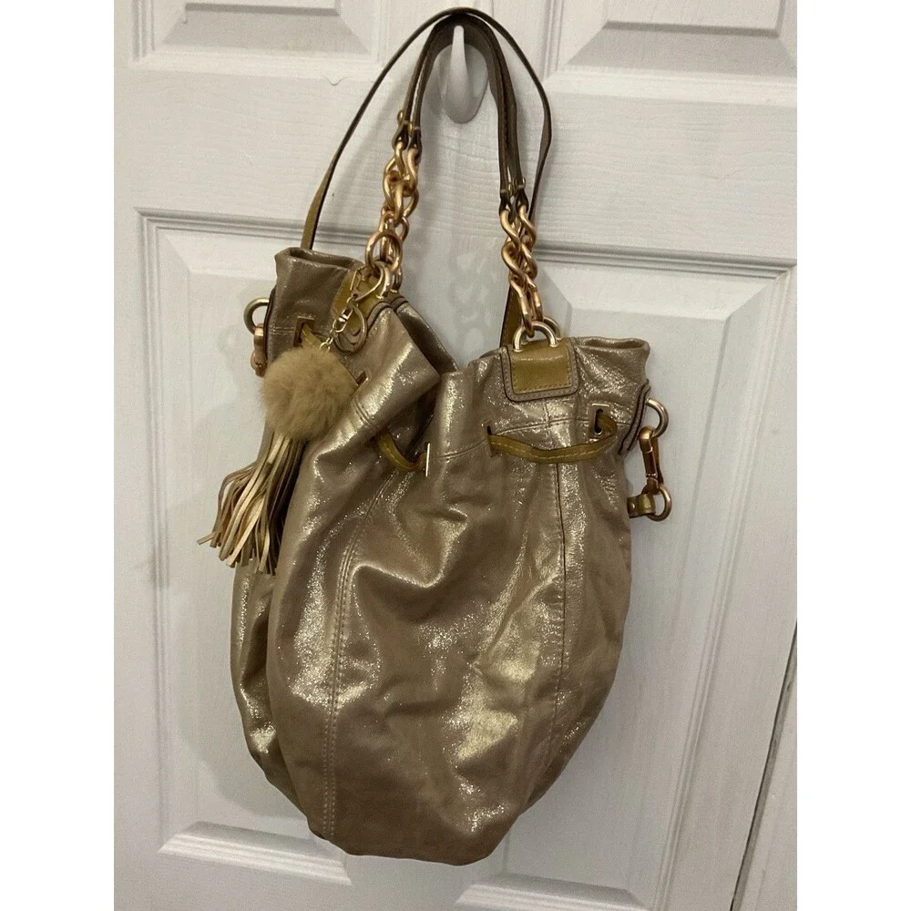 Coach Metallic Gold Leather Tote Bag - Picture 3 of 12